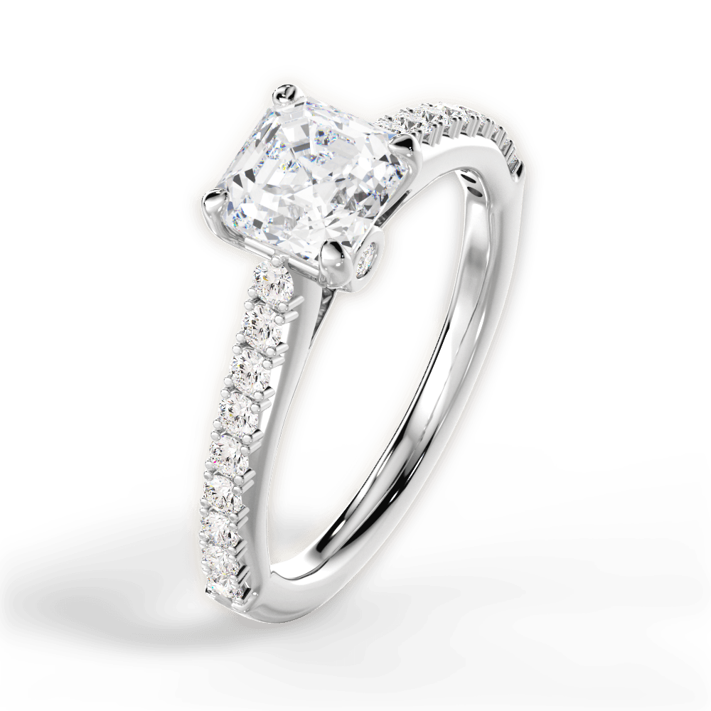 Frances Asscher Cut Lab Grown Diamond 14Kt White Gold Engagement Ring - View 4