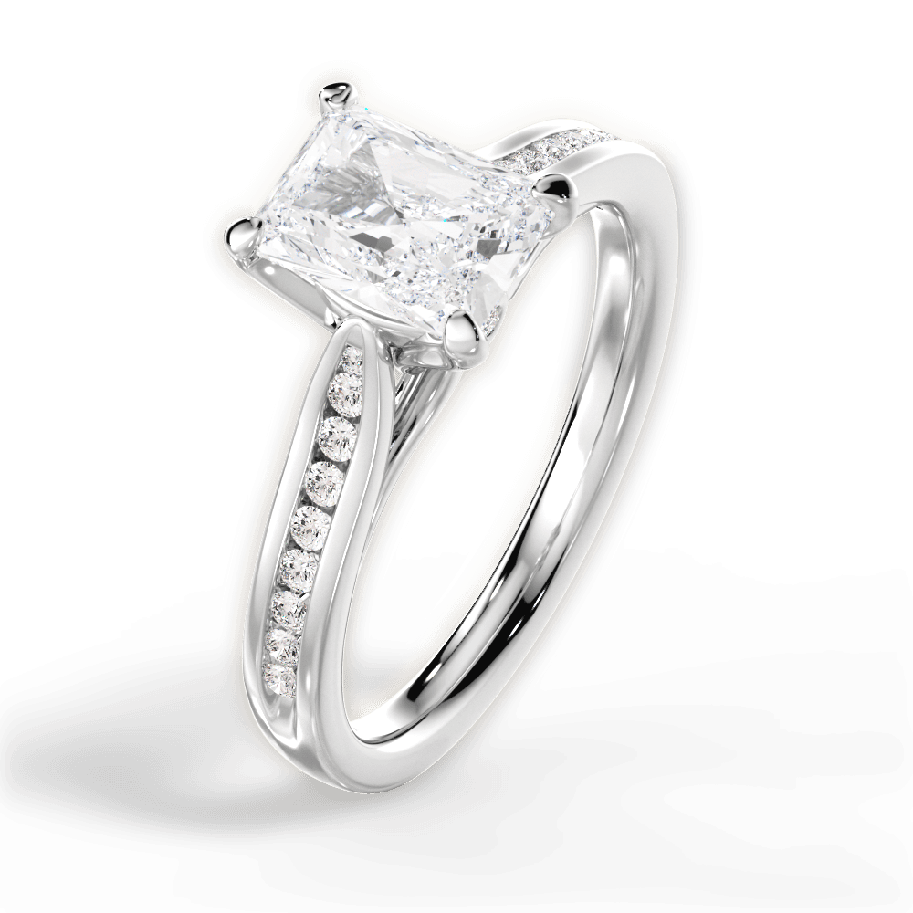 Elena Radiant Cut Lab Grown Diamond 18Kt White Gold Engagement Ring - View 4