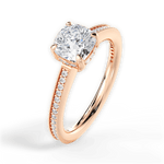 Janet Cushion Cut Lab Grown Diamond 18Kt Rose Gold Engagement Ring - View 2