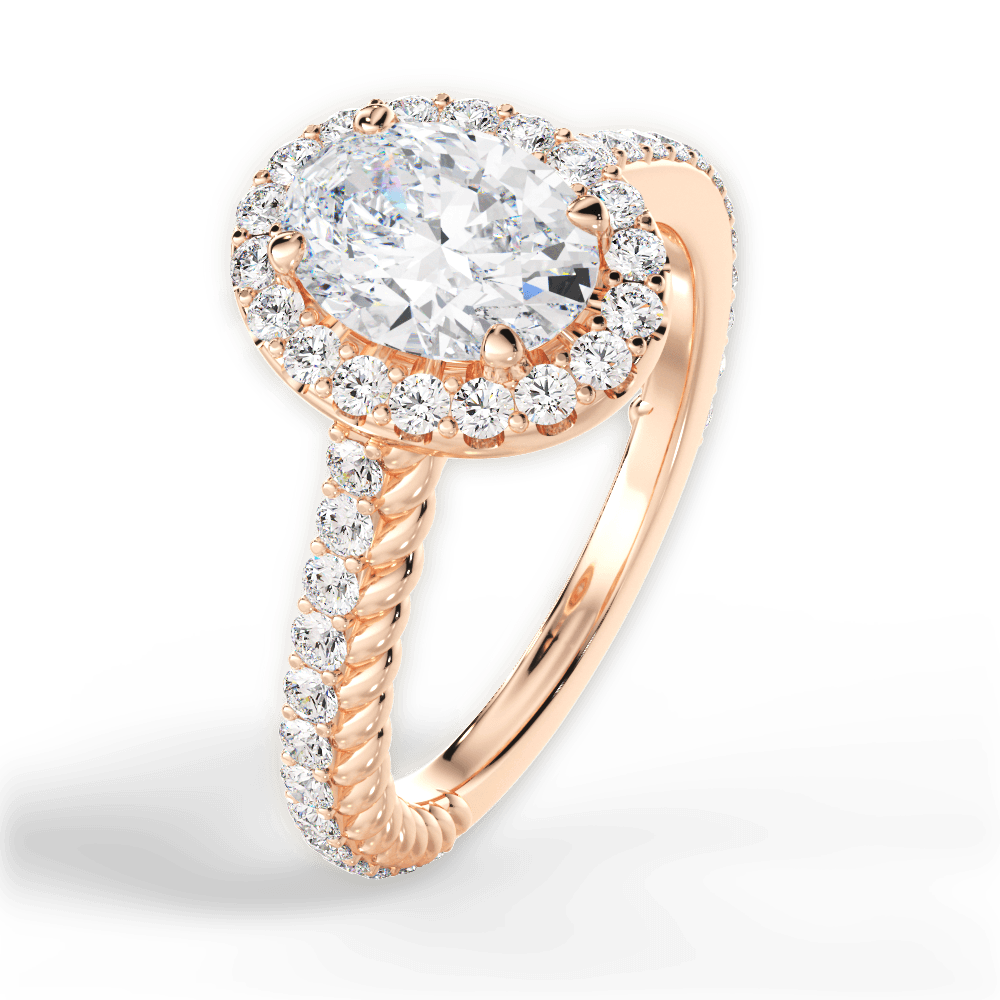 Kim Oval Cut Lab Grown Diamond 18Kt Rose Gold Engagement Ring - View 3