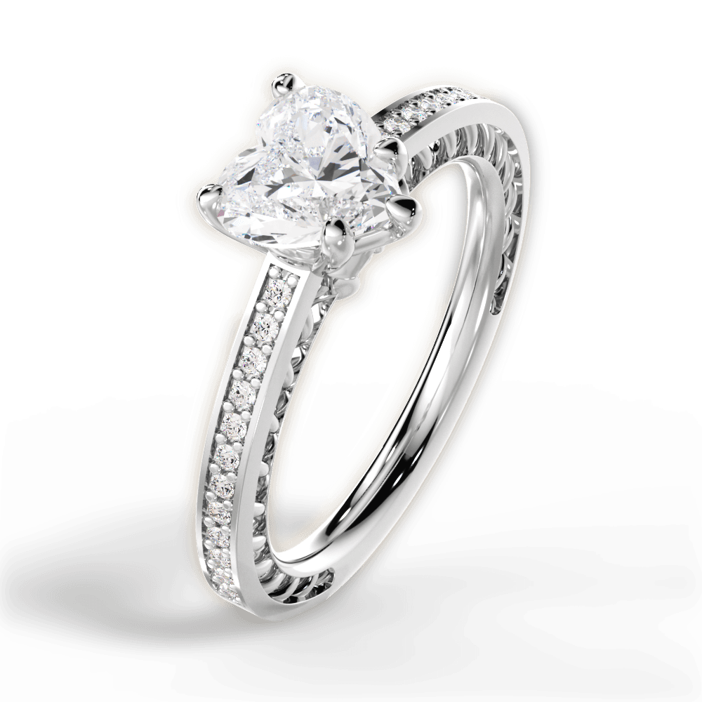 Donna Heart Cut Lab Grown Diamond 18Kt White Gold Engagement Ring - View 3