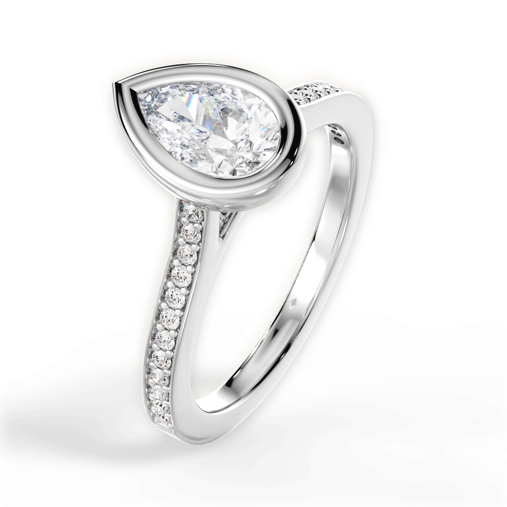 Deanna Pear Cut Lab Grown Diamond 14Kt White Gold Engagement Ring - View 2