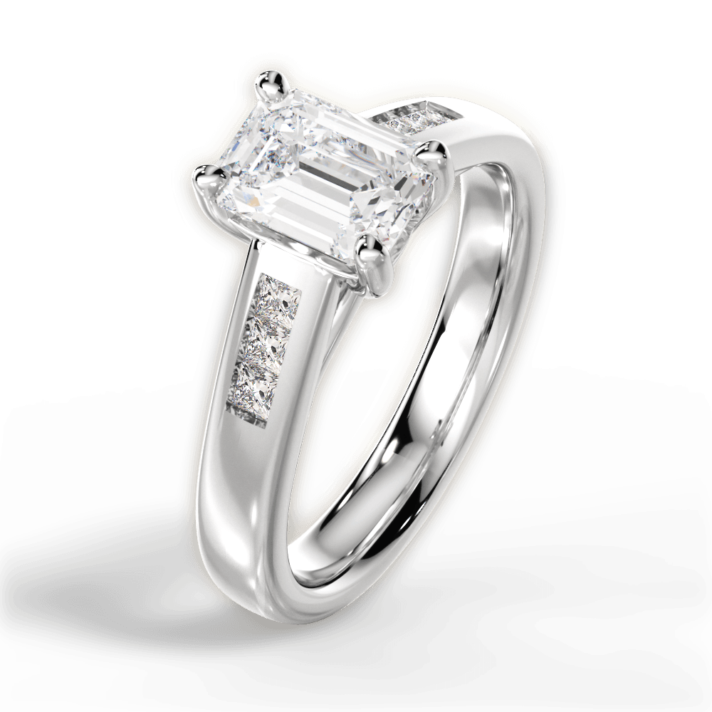 Brittany Emerald Cut Lab Grown Diamond 14Kt White Gold Engagement Ring - View 4