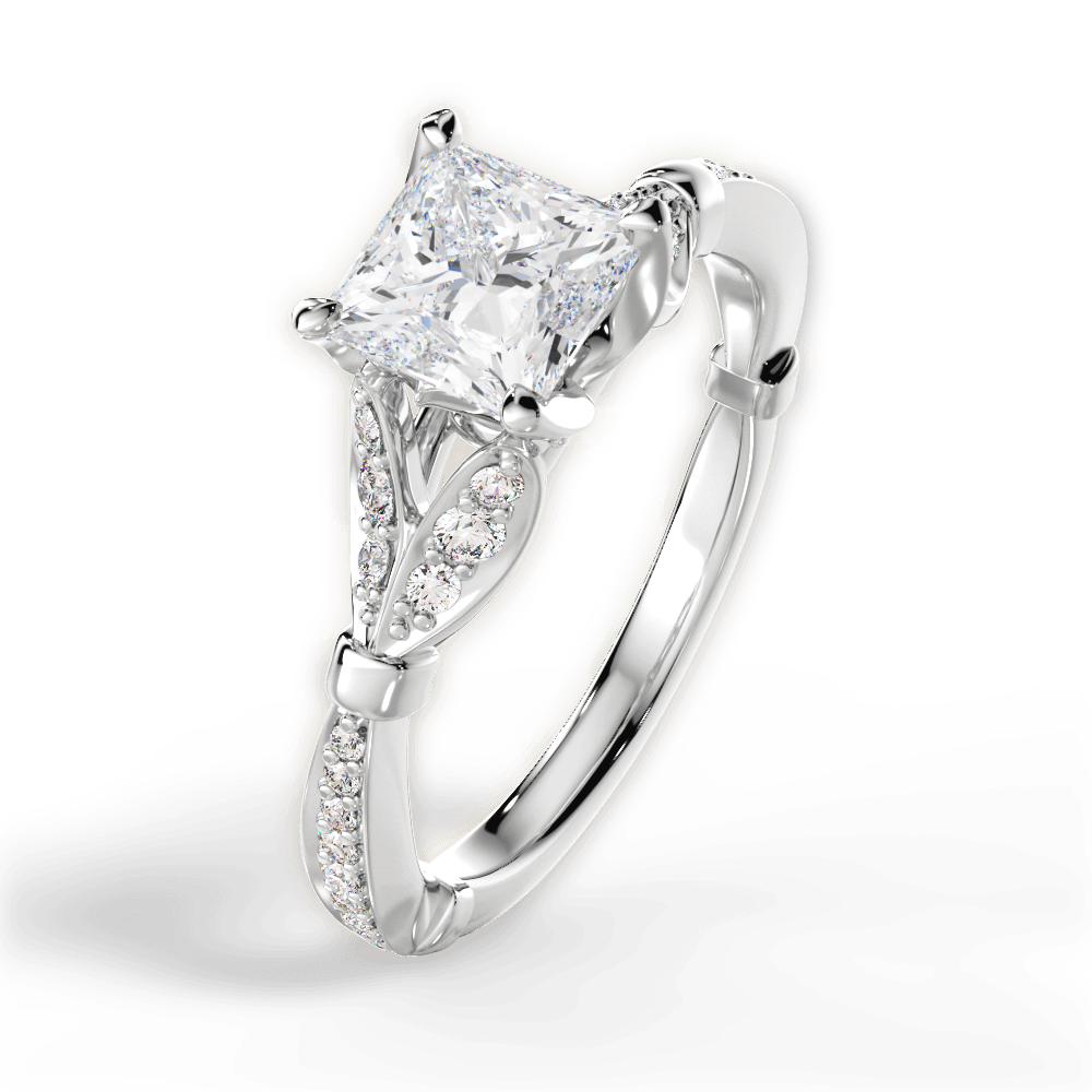 Geraldine Princess Cut Lab Grown Diamond Platinum Engagement Ring - View 2