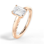 Annette Emerald Cut Lab Grown Diamond 18Kt Rose Gold Engagement Ring - View 4