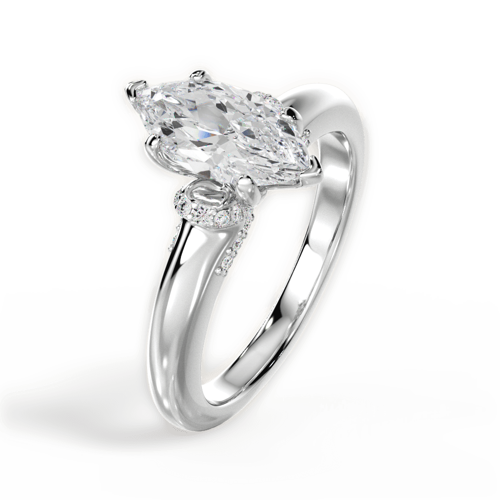 Florence Marquise Cut Lab Grown Diamond 14Kt White Gold Engagement Ring - View 4