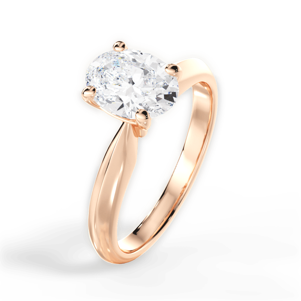 Beth Oval Cut Lab Grown Diamond 18Kt Rose Gold Engagement Ring - View 2