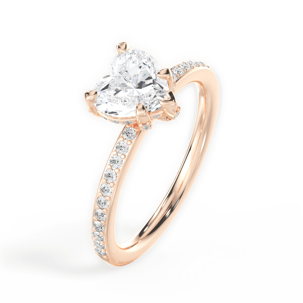 Janice Heart Cut Lab Grown Diamond 18Kt Rose Gold Engagement Ring - View 4