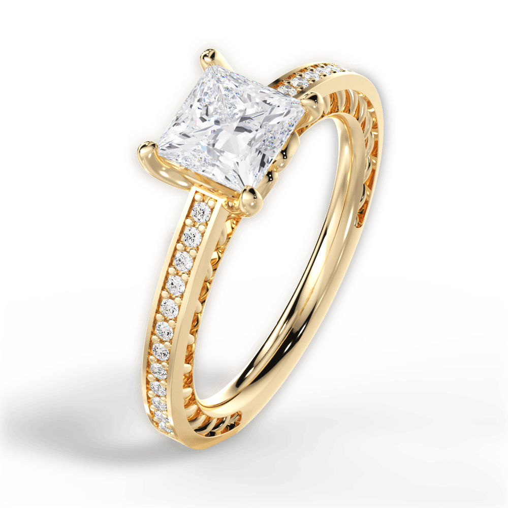 Donna Princess Cut Lab Grown Diamond 18Kt Yellow Gold Engagement Ring - View 3