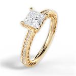 Donna Princess Cut Lab Grown Diamond 18Kt Yellow Gold Engagement Ring - View 3
