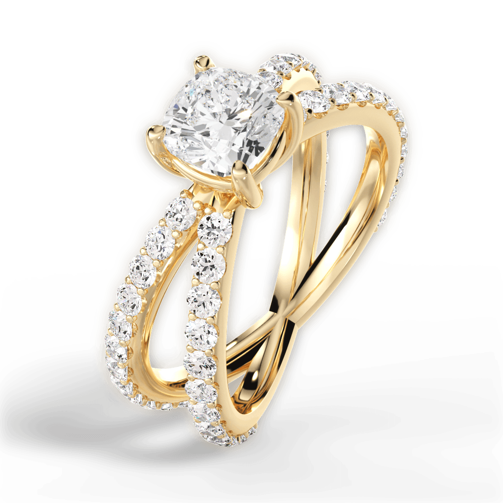 Lauren Cushion Cut Lab Grown Diamond 18Kt Yellow Gold Engagement Ring - View 4