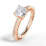Donna Cushion Cut Lab Grown Diamond 18Kt Rose Gold Engagement Ring - View 3