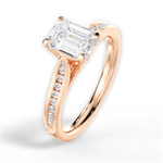 Elena Emerald Cut Lab Grown Diamond 18Kt Rose Gold Engagement Ring - View 2