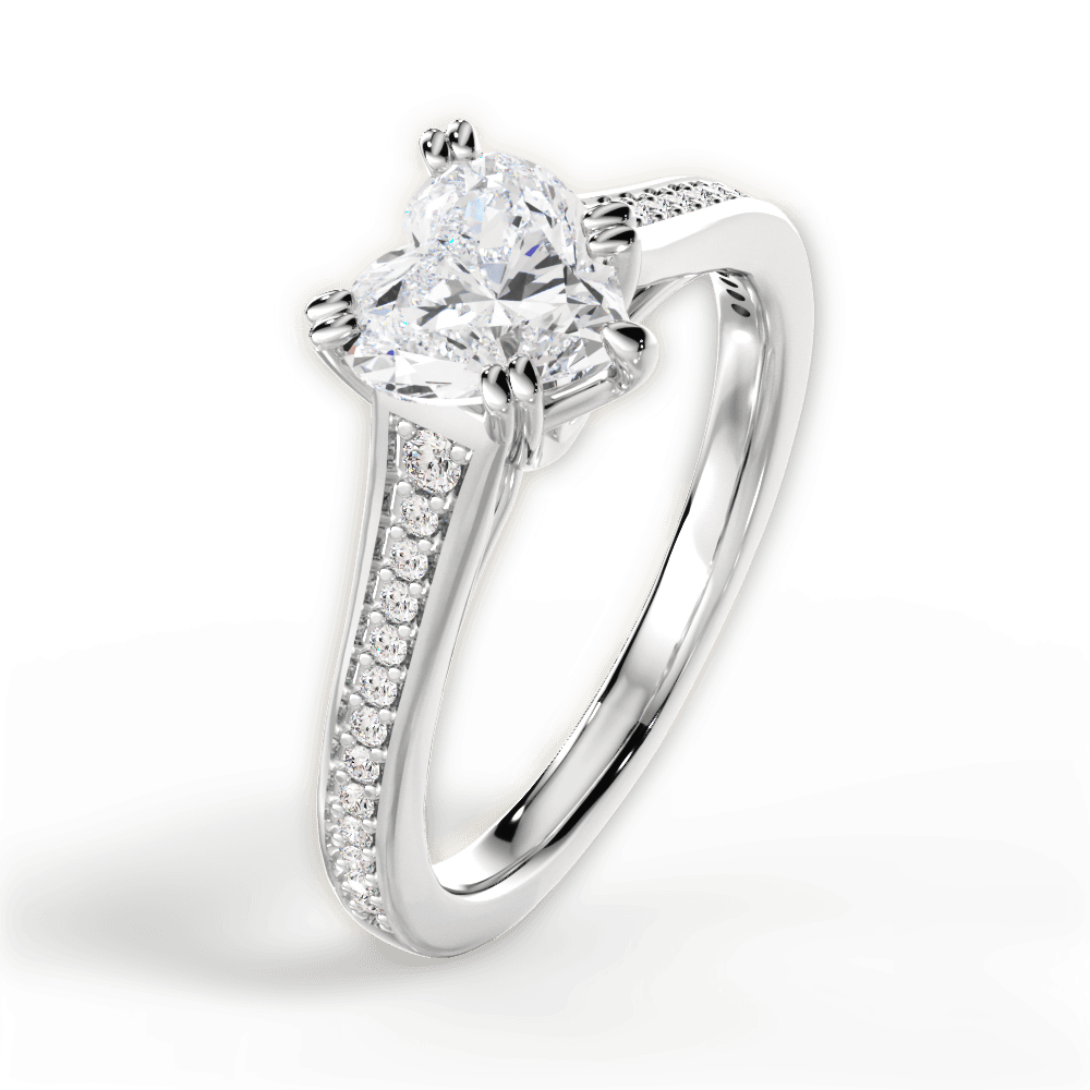 Delia Heart Cut Lab Grown Diamond 18Kt White Gold Engagement Ring - View 3
