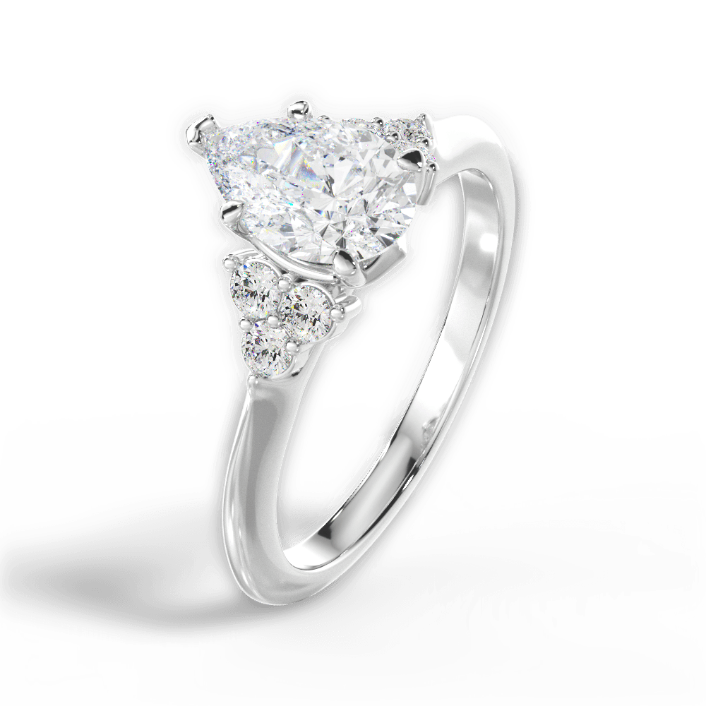 Celeste Pear Cut Lab Grown Diamond Platinum Engagement Ring - View 2