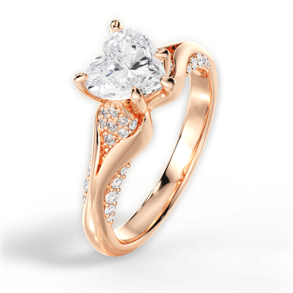 Isabel Heart Cut Lab Grown Diamond 18Kt Rose Gold Engagement Ring - View 2