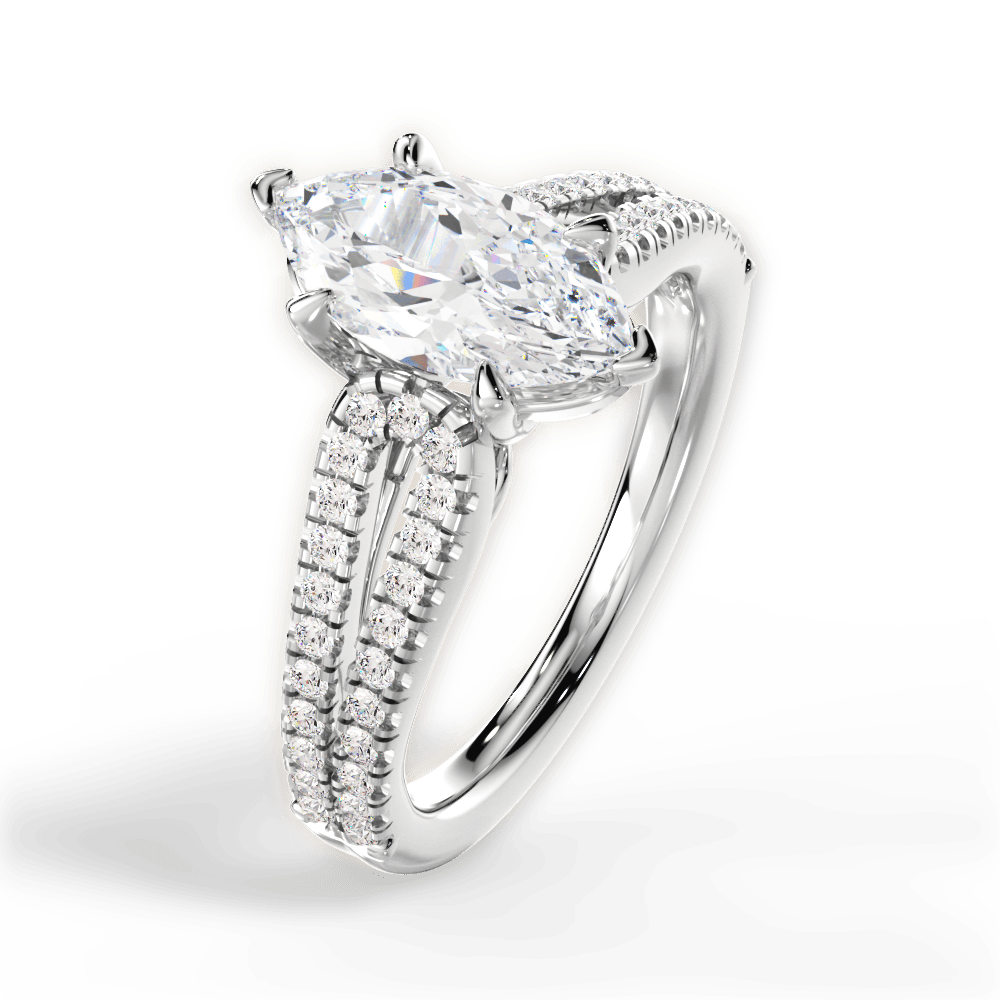 Jessica Marquise Cut Lab Grown Diamond Platinum Engagement Ring - View 3