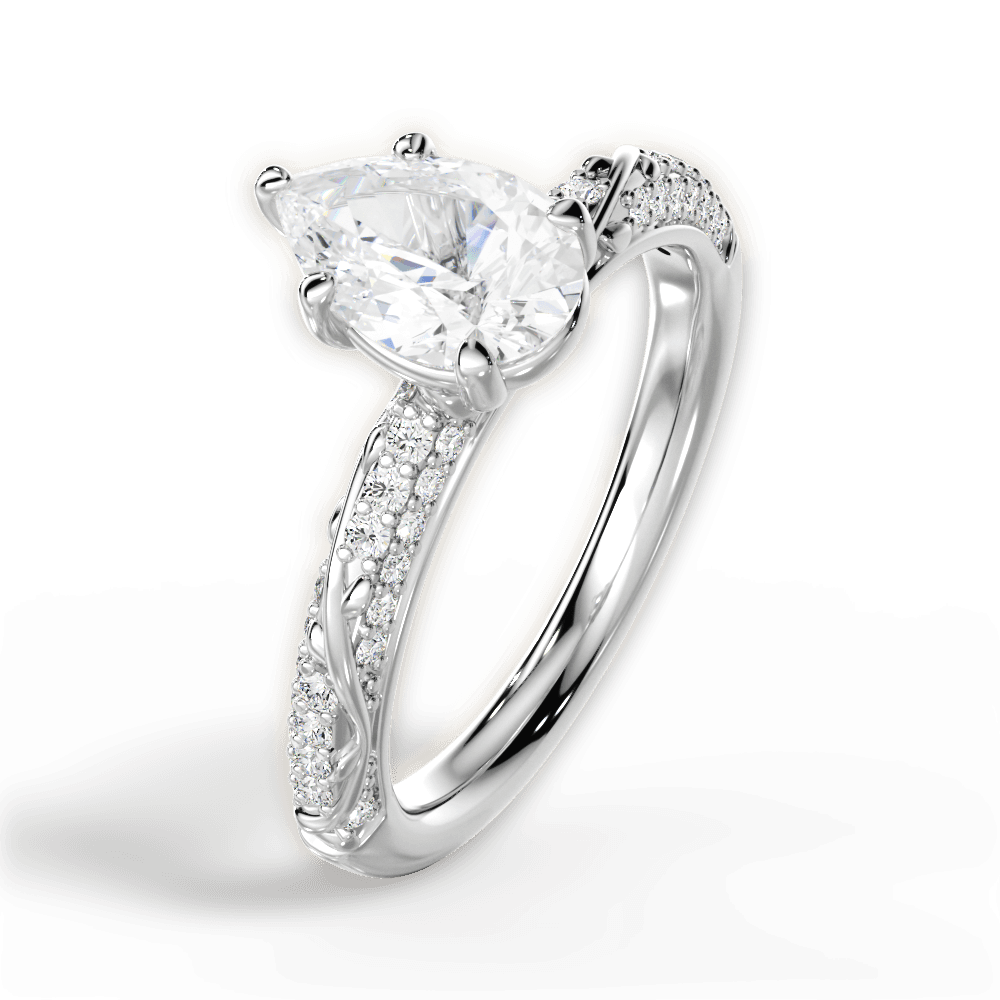 Gloria Pear Cut Lab Grown Diamond 14Kt White Gold Engagement Ring - View 4