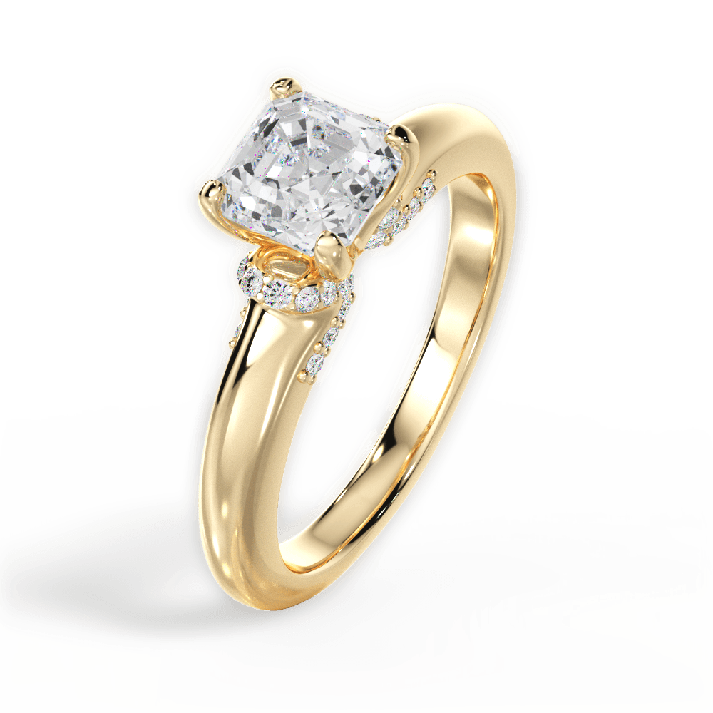 Florence Asscher Cut Lab Grown Diamond 18Kt Yellow Gold Engagement Ring - View 4