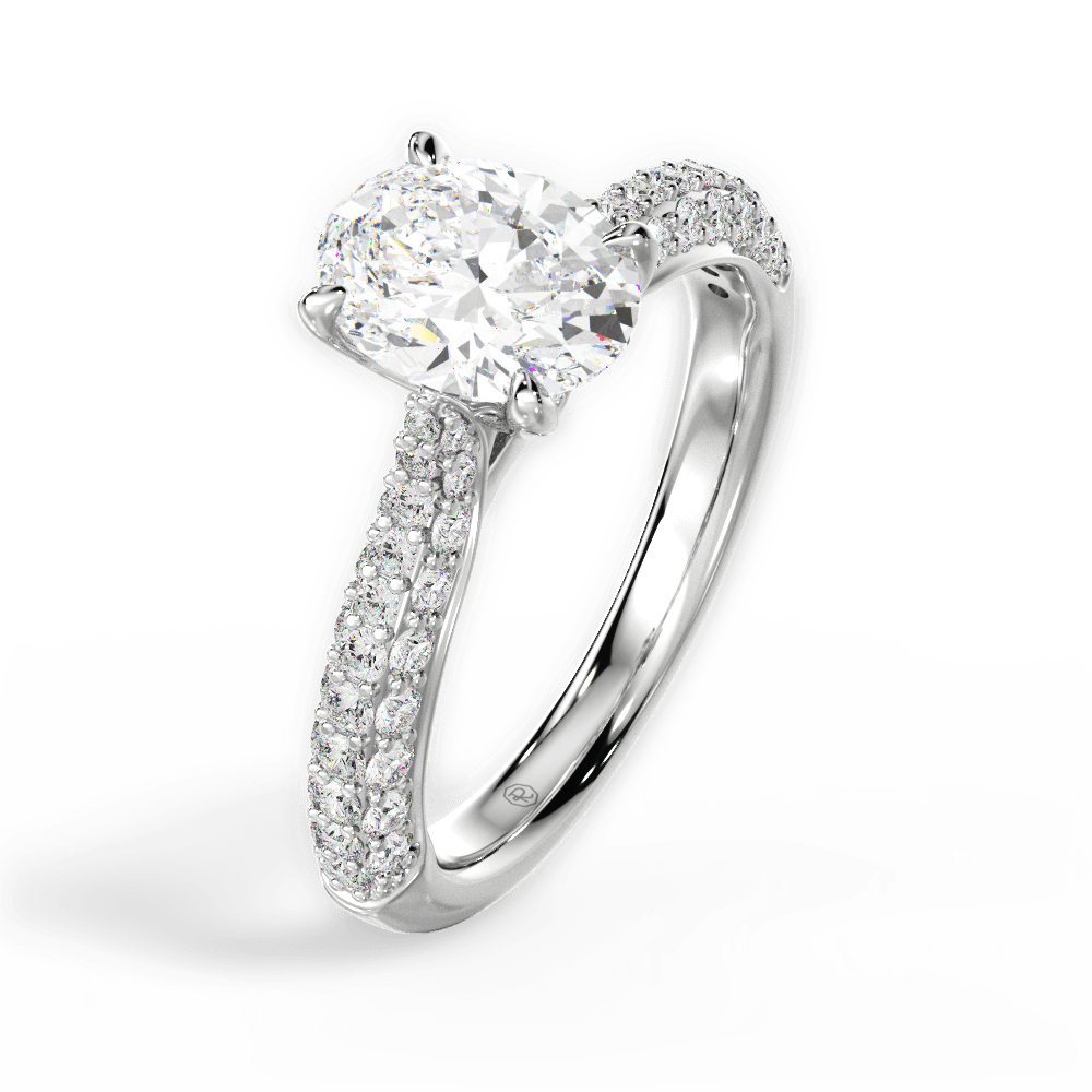 Kira Oval Cut Lab Grown Diamond 18Kt White Gold Engagement Ring - View 4