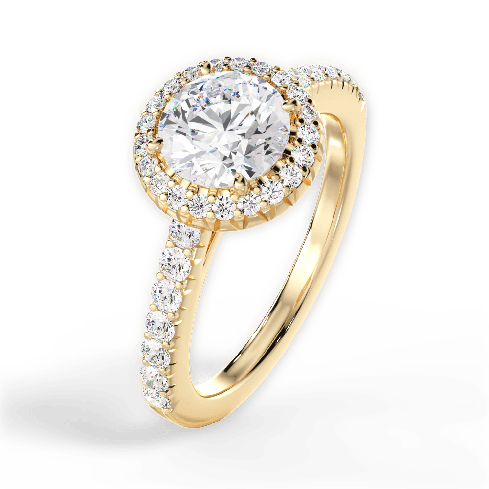 Kathleen Round Cut Lab Grown Diamond 18Kt Yellow Gold Engagement Ring - View 2