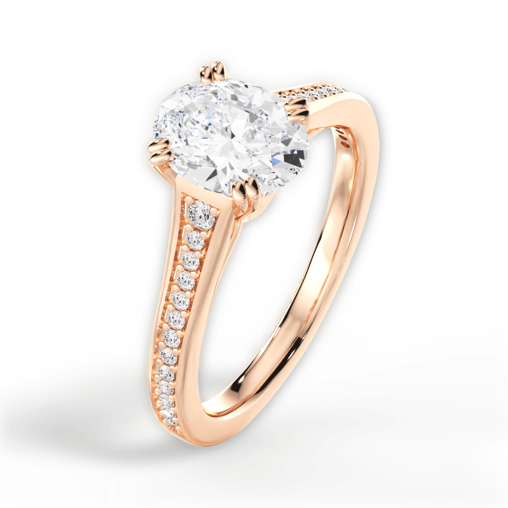 Delia Oval Cut Lab Grown Diamond 18Kt Rose Gold Engagement Ring - View 2