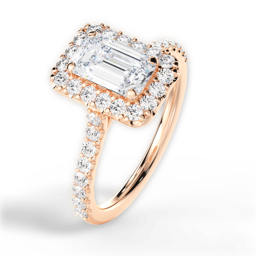 Ingrid Emerald Cut Lab Grown Diamond 18Kt Rose Gold Engagement Ring - View 3