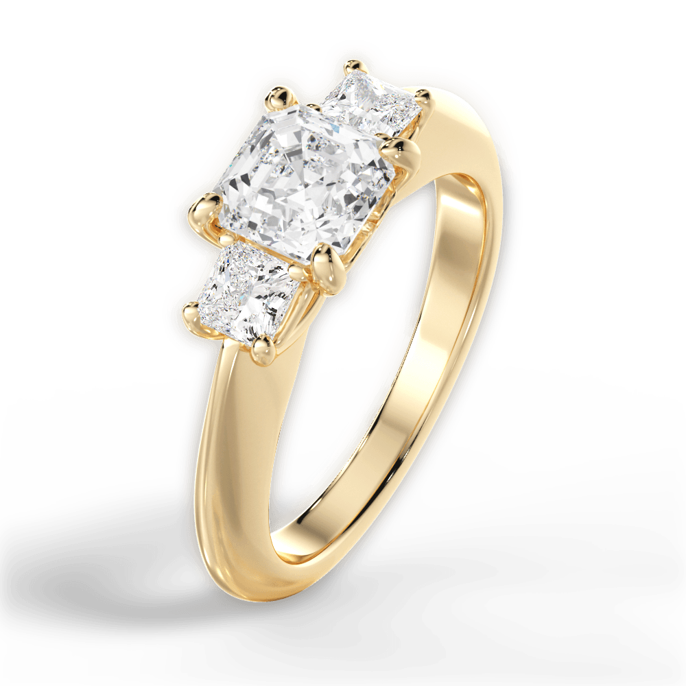 Dorothy Asscher Cut Lab Grown Diamond 18Kt Yellow Gold Engagement Ring - View 3