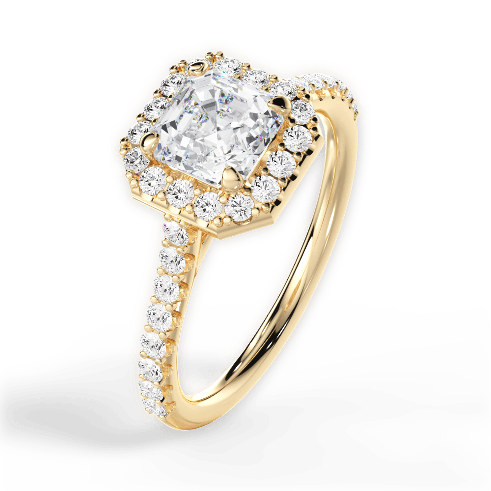 Leah Asscher Cut Lab Grown Diamond 18Kt Yellow Gold Engagement Ring - View 4