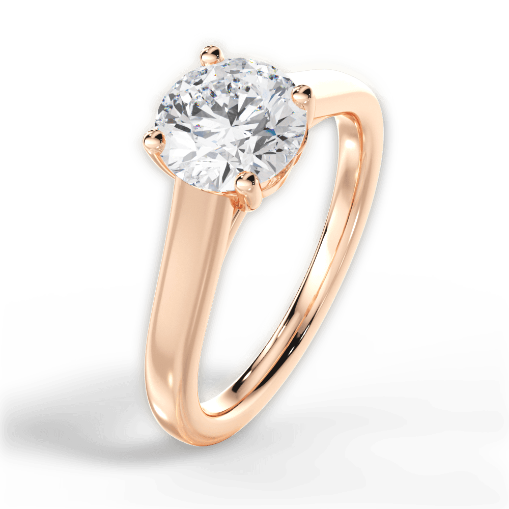 Ariana Round Cut Lab Grown Diamond 18Kt Rose Gold Engagement Ring - View 3