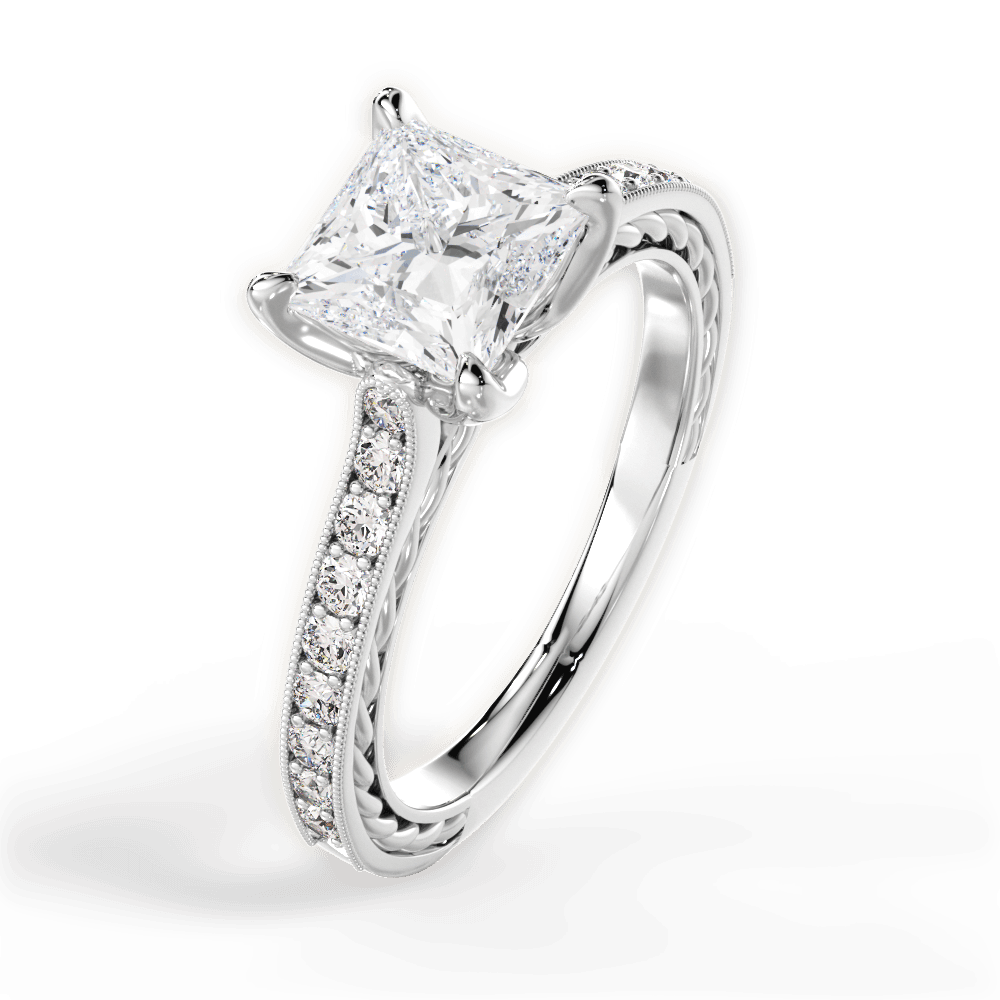 Gilda Princess Cut Lab Grown Diamond 18Kt White Gold Engagement Ring - View 2