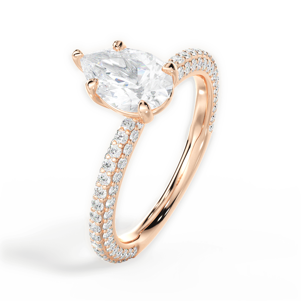Kristen Pear Cut Lab Grown Diamond 18Kt Rose Gold Engagement Ring - View 2