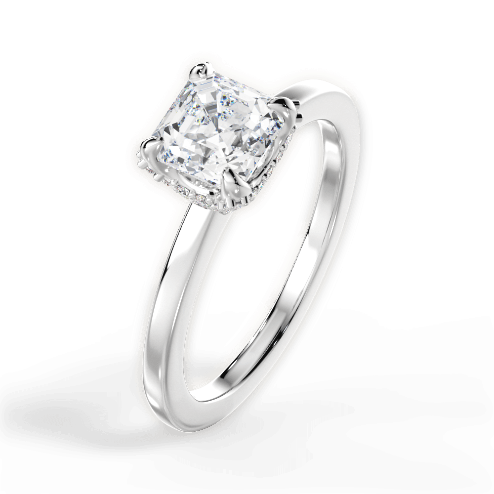 Gemma Asscher Cut Lab Grown Diamond 18Kt White Gold Engagement Ring - View 2