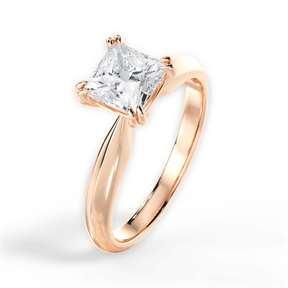 Claudia Princess Cut Lab Grown Diamond 18Kt Rose Gold Engagement Ring - View 3