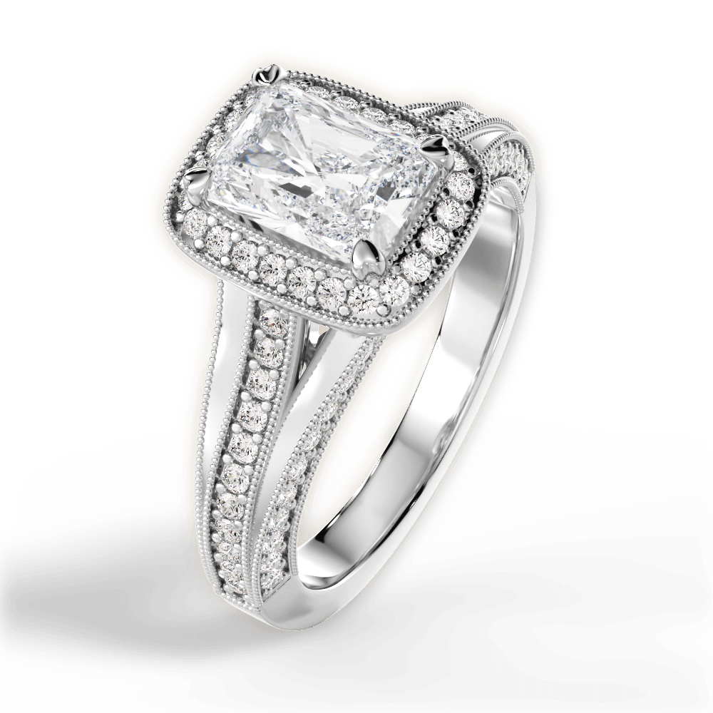 Lillian Radiant Cut Lab Grown Diamond Platinum Engagement Ring - View 3