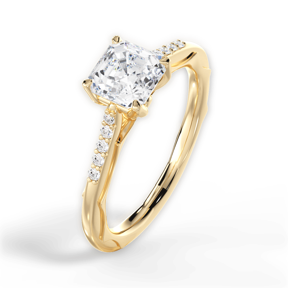 Christina Asscher Cut Lab Grown Diamond 18Kt Yellow Gold Engagement Ring - View 2