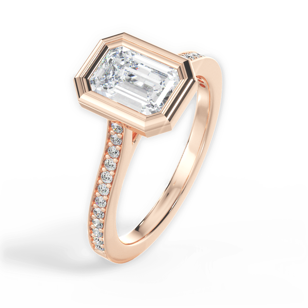 Deanna Emerald Cut Lab Grown Diamond 18Kt Rose Gold Engagement Ring - View 2