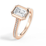 Deanna Emerald Cut Lab Grown Diamond 18Kt Rose Gold Engagement Ring - View 2