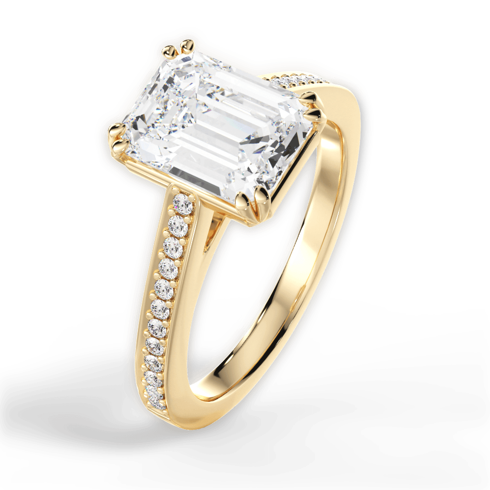 Denise Emerald Cut Lab Grown Diamond 18Kt Yellow Gold Engagement Ring - View 3