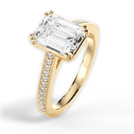 Denise Emerald Cut Lab Grown Diamond 18Kt Yellow Gold Engagement Ring - View 3