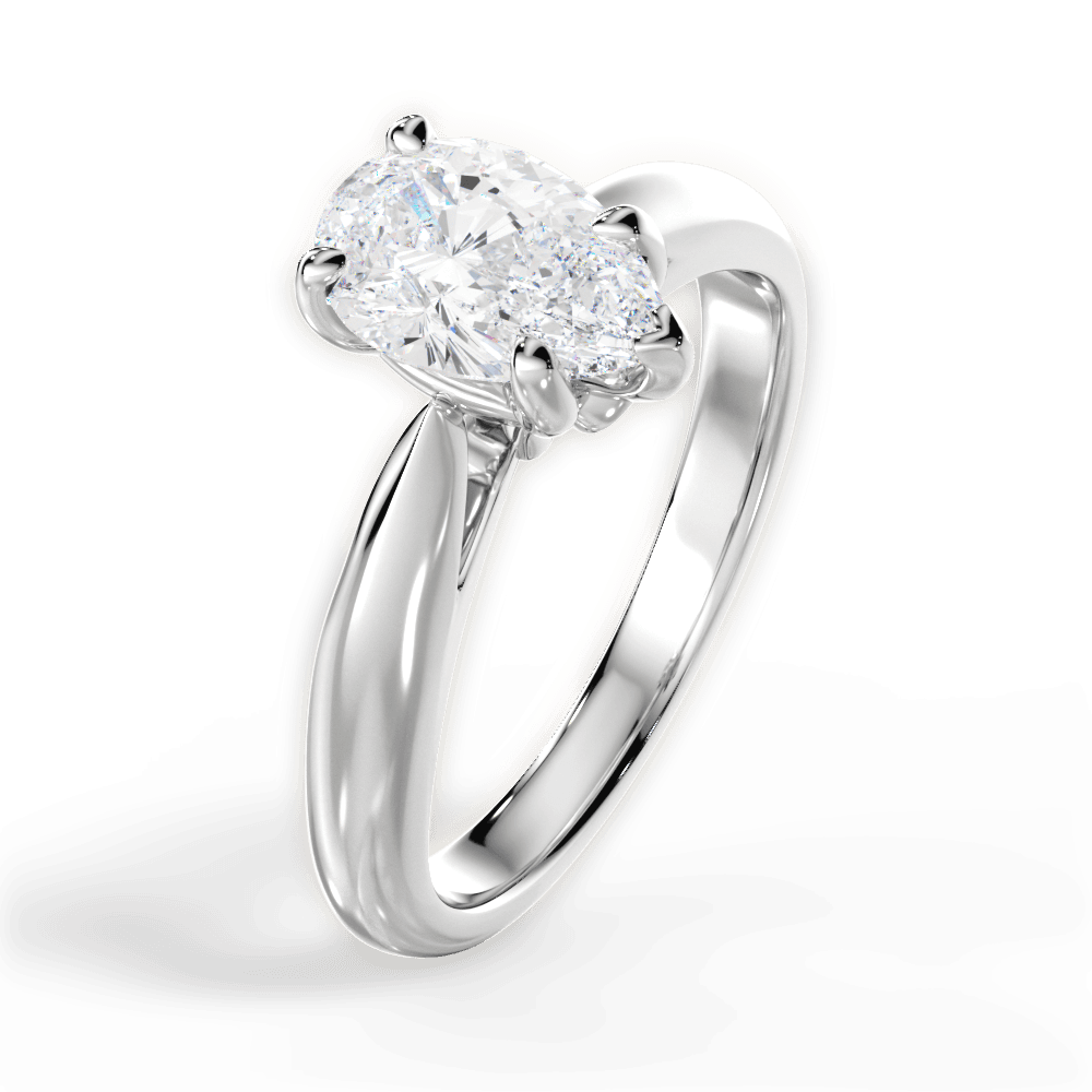 Beverly Pear Cut Lab Grown Diamond 18Kt White Gold Engagement Ring - View 4