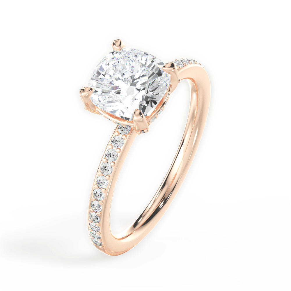 Janice Cushion Cut Lab Grown Diamond 18Kt Rose Gold Engagement Ring - View 4
