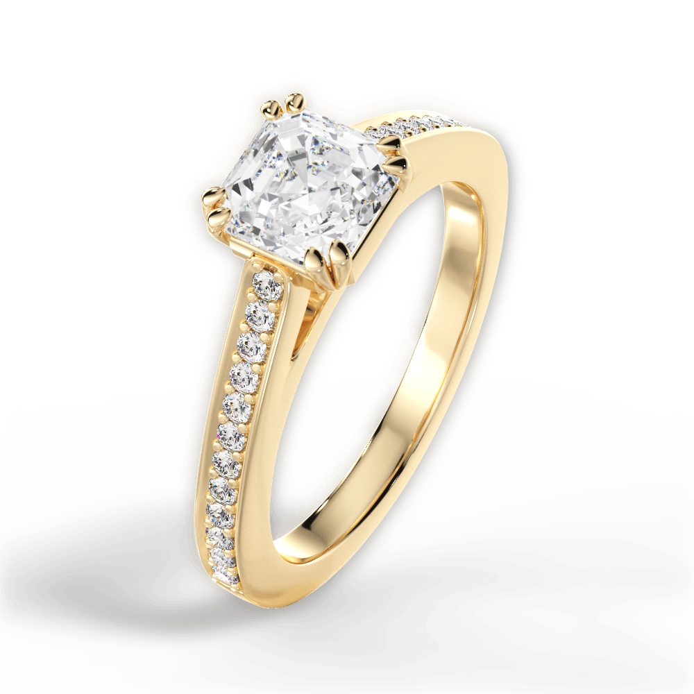 Denise Asscher Cut Lab Grown Diamond 18Kt Yellow Gold Engagement Ring - View 4