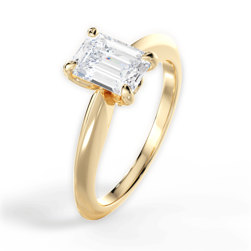 Diana Emerald Cut Lab Grown Diamond 18Kt Yellow Gold Engagement Ring - View 3