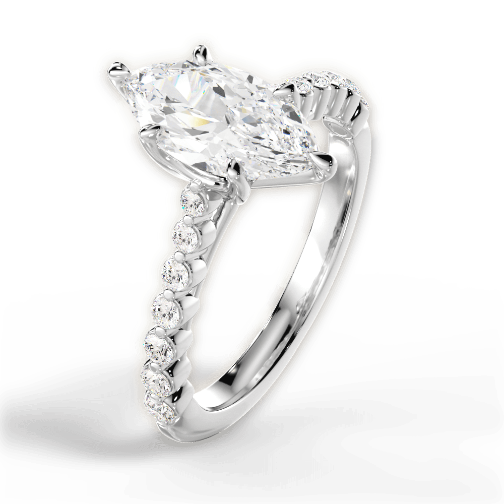 Dana Marquise Cut Lab Grown Diamond 18Kt White Gold Engagement Ring - View 4