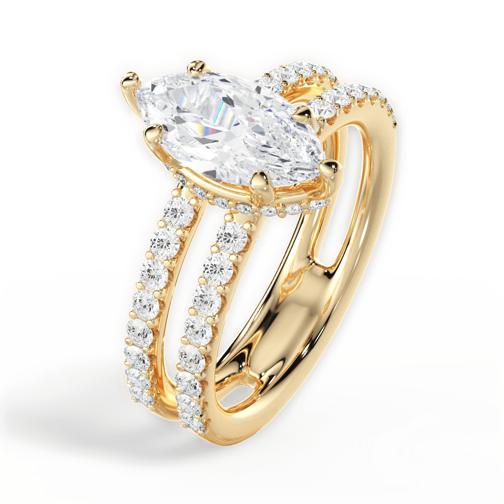 Christie Marquise Cut Lab Grown Diamond 18Kt Yellow Gold Engagement Ring - View 4