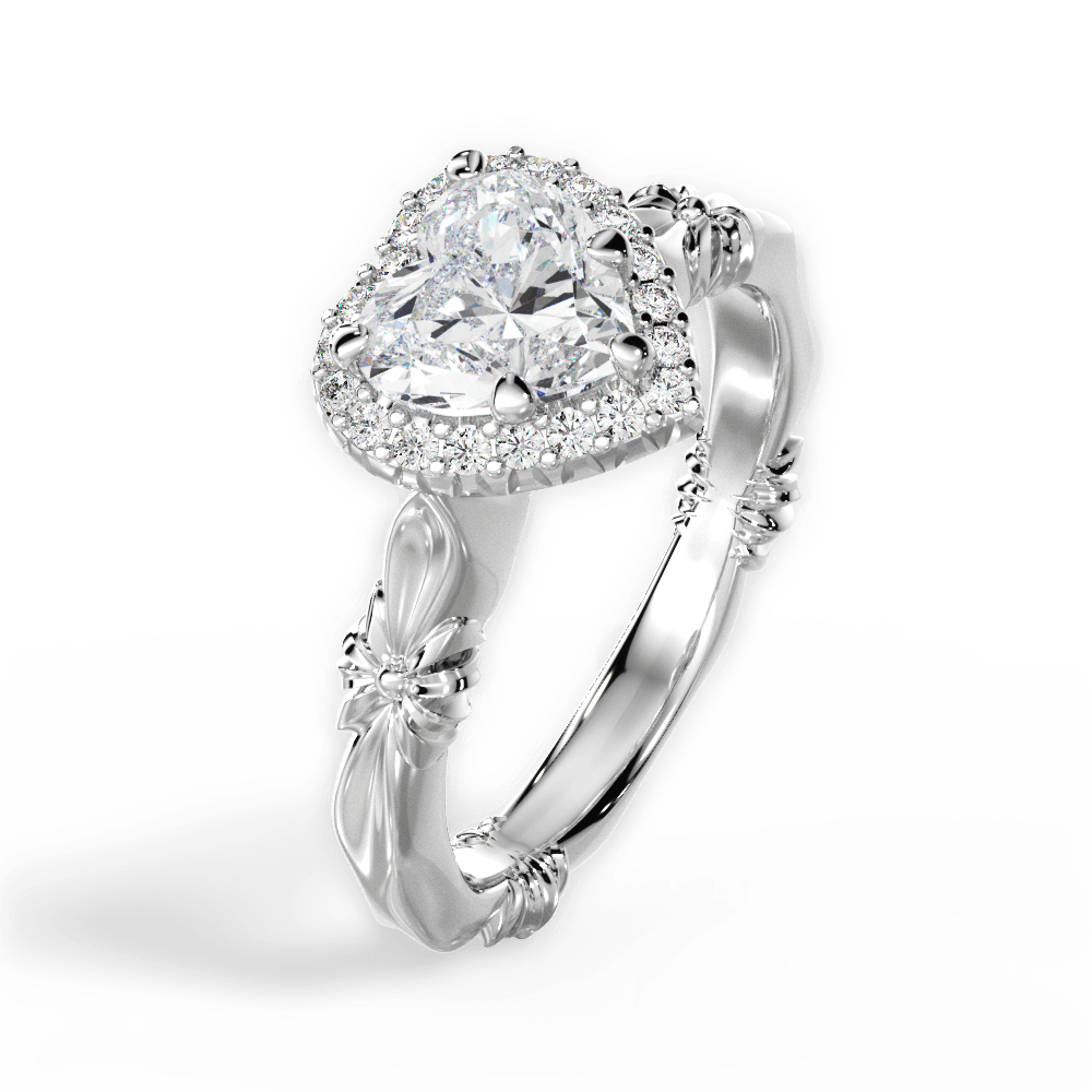 Erica Heart Cut Lab Grown Diamond Platinum Engagement Ring - View 3