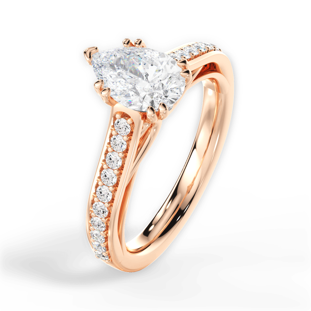Deborah Pear Cut Lab Grown Diamond 18Kt Rose Gold Engagement Ring - View 2