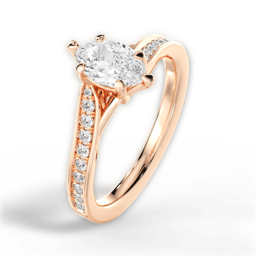 Elise Marquise Cut Lab Grown Diamond 18Kt Rose Gold Engagement Ring - View 3
