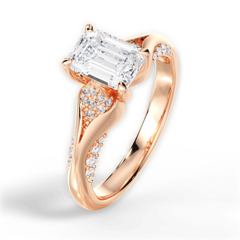Isabel Emerald Cut Lab Grown Diamond 18Kt Rose Gold Engagement Ring - View 3